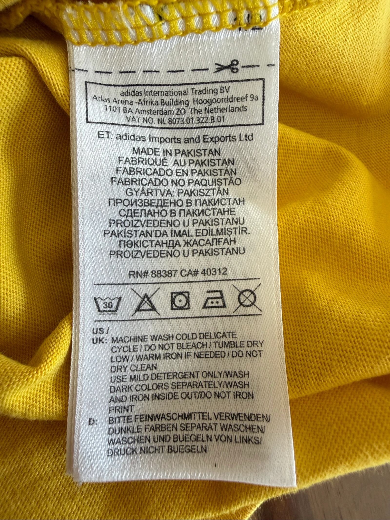 Camiseta Adidas Originals Hombre XS – Amarillo Mostaza – Logo Trébol – Vintage – Muy buen estado – photo 6